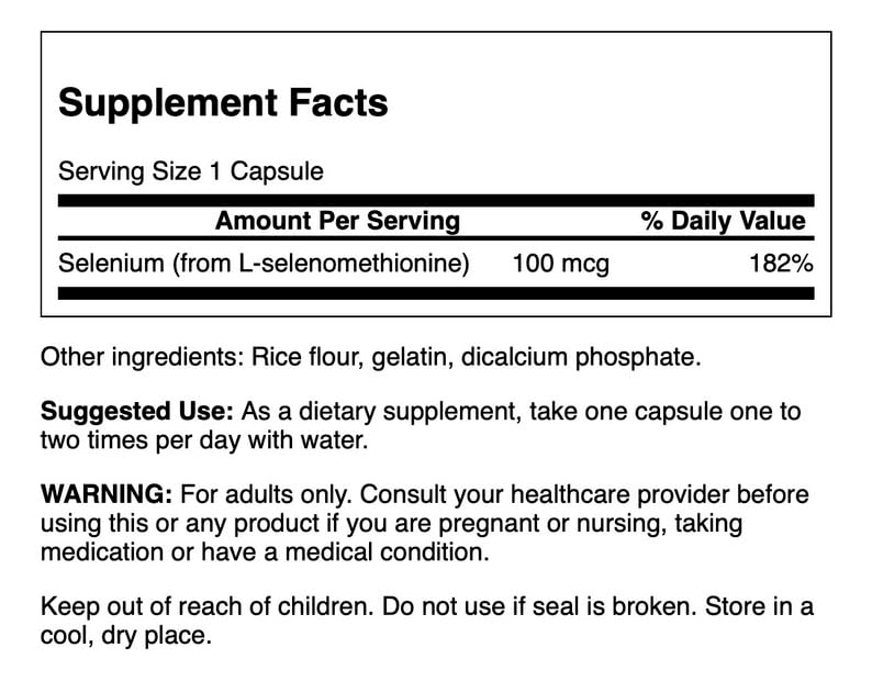 Swanson Selenium (L-Selenomethionine) 100 mcg 200 Capsules