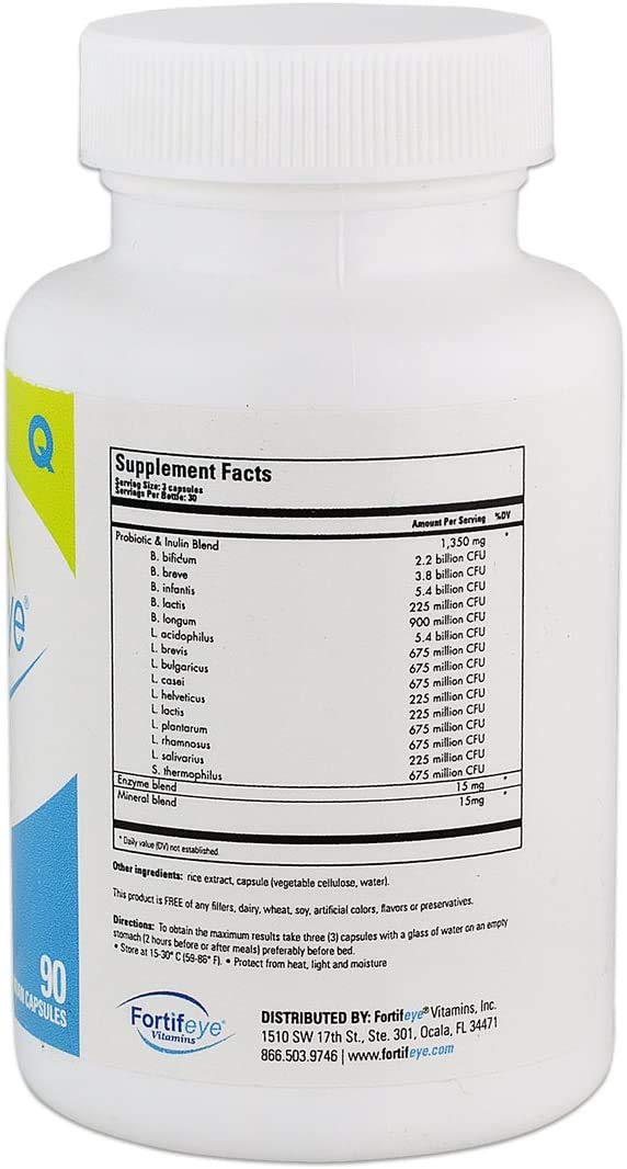 Fortifeye Vitamins Probiotic Bacteria Vegan Supplement with Digestive Enzymes Capsule 270
