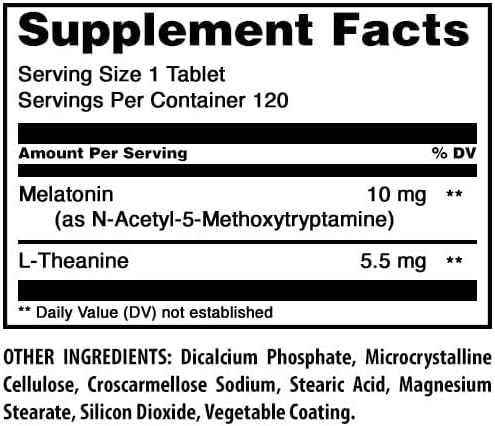 Amazing Nutrition Melatonin 10 mg plus L-Theanine 5.5 mg Supplement Tablets, 240 Count