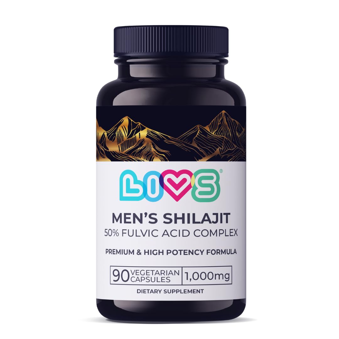 LIVS Himalayan Shilajit for Men 1000mg per Serving with 50% Fulvic Acid, 180 Capsules