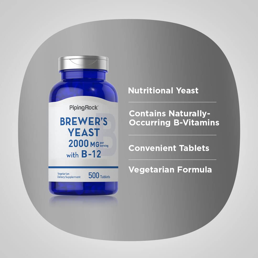 Piping Rock Brewer's Yeast 2000mg Tablets, 500 Count