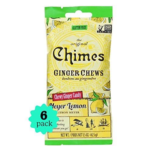 Chimes Meyer Lemon Ginger Chews 1.5 Ounce Pack of 6