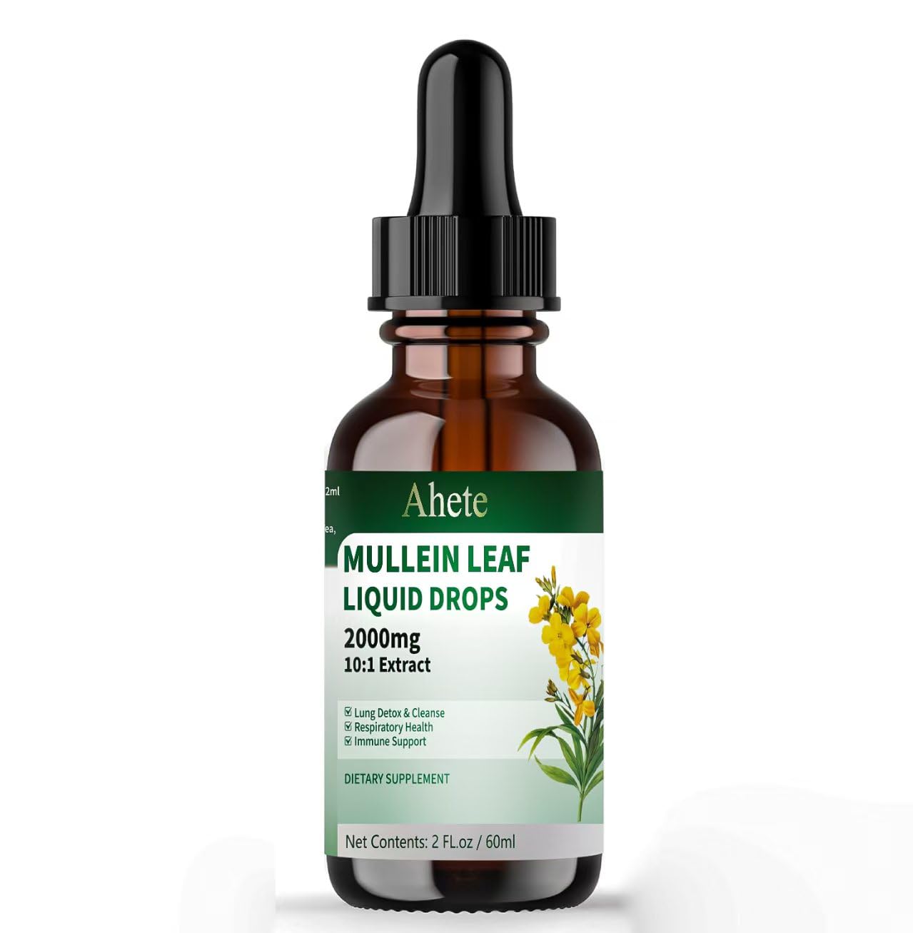 Ahete Natural Mullein Drops - Herbal Throat Relief & Respiratory Support Gummy 60