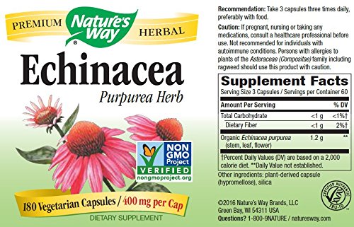 Nature's Way Echinacea Herb Capsules, 180 Capsules