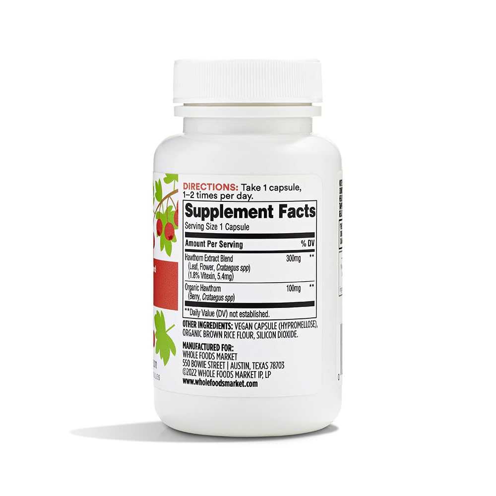 365 by Whole Foods Market Hawthorn Standardized + Full Spectrum Blend Heart Support Vegan Capsules 60 Count