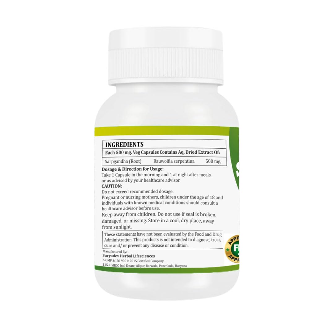 Generic Rauwolfia Serpentina (Sarpgandha) Capsules, 60 Count