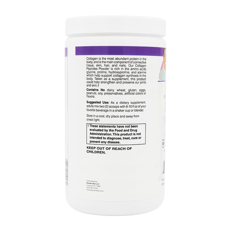 BariatricPal Collagen Peptides Powder (Hydrolyzed Type 1 & 3, Grass Fed) Skin, Hair, Nail & Joint Support Chocolate, 13.33 Ounce
