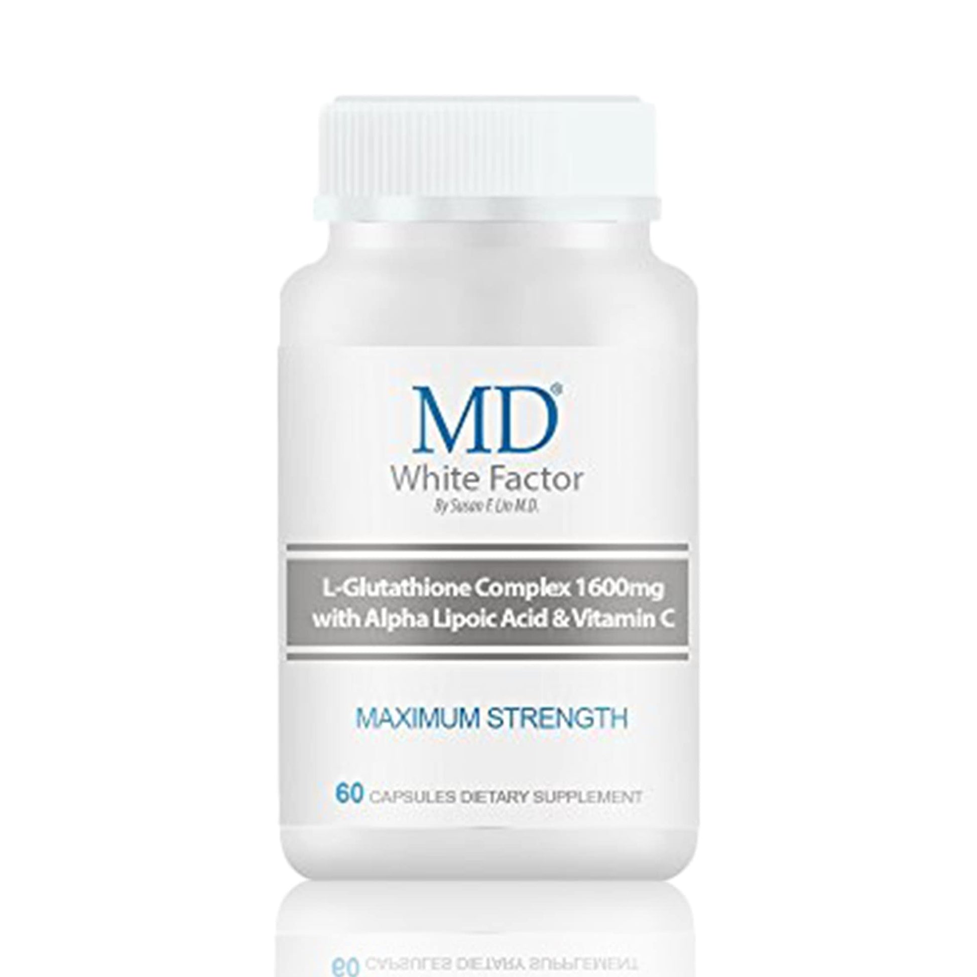 MD White Factor Glutathione Supplement with Effective Antioxidants, Vitamin C & Lipoic Acid Capsules, 60 Count