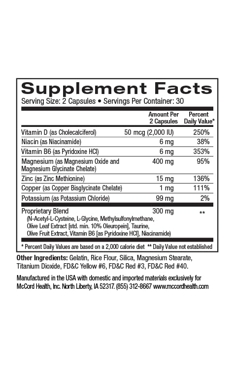Pinnaclife McCord VitalBoost Energy, Memory & Immunity Supplement with Vitamin D3, Magnesium, Zinc, Potassium & Olivamine Capsule 1