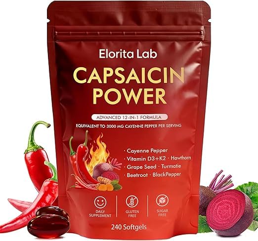 SNIDEN Elorita Cayenne Pepper Softgels, 240 Count
