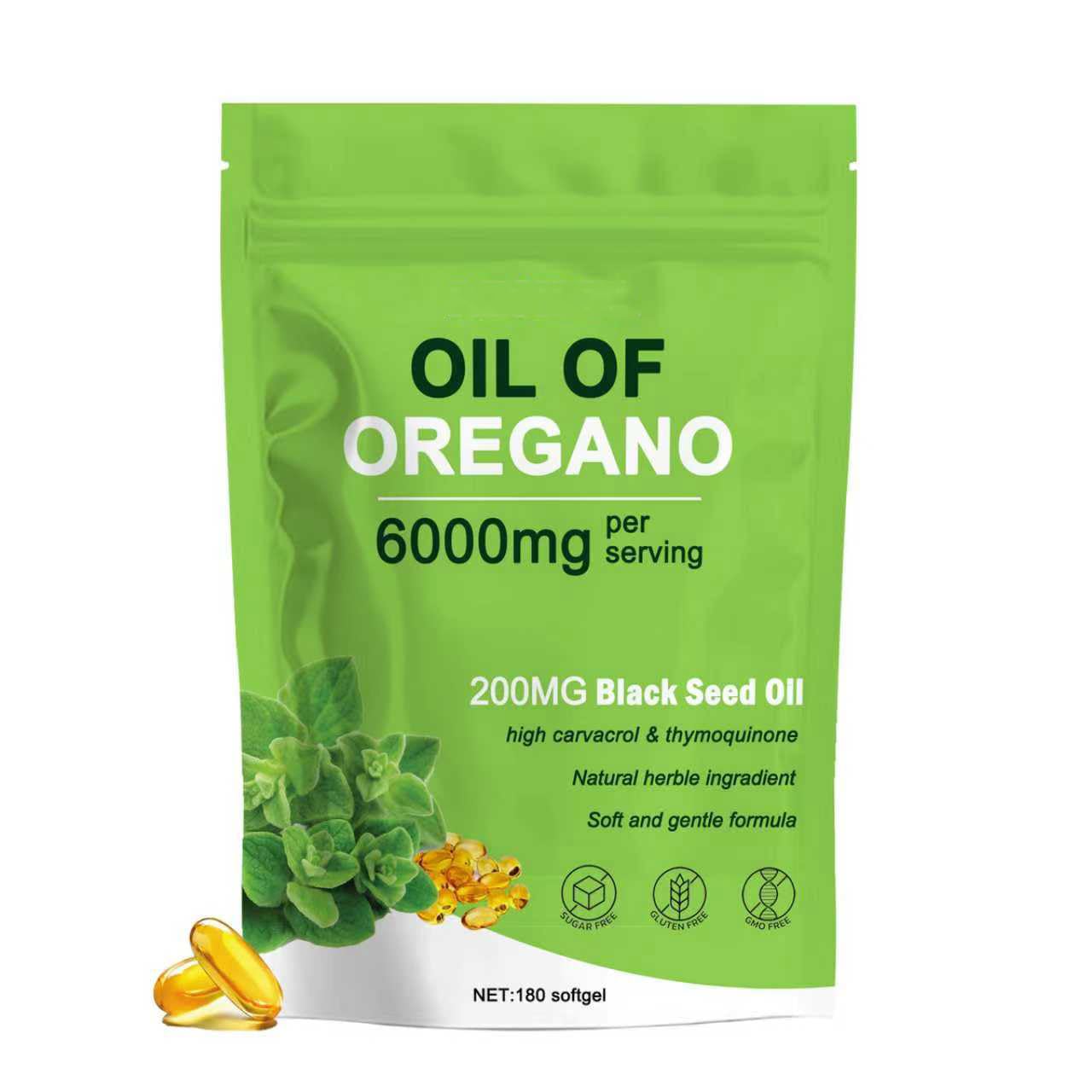 PRIMALHERBS Oil of Oregano with Black Seed Oil 2-in-1 Oregano Oil Softgels, 6000mg, 180 Count
