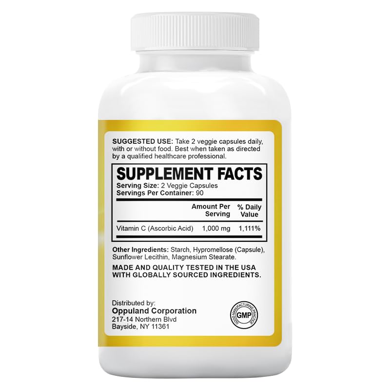oppuland Vitamin C Capsules 180 Count
