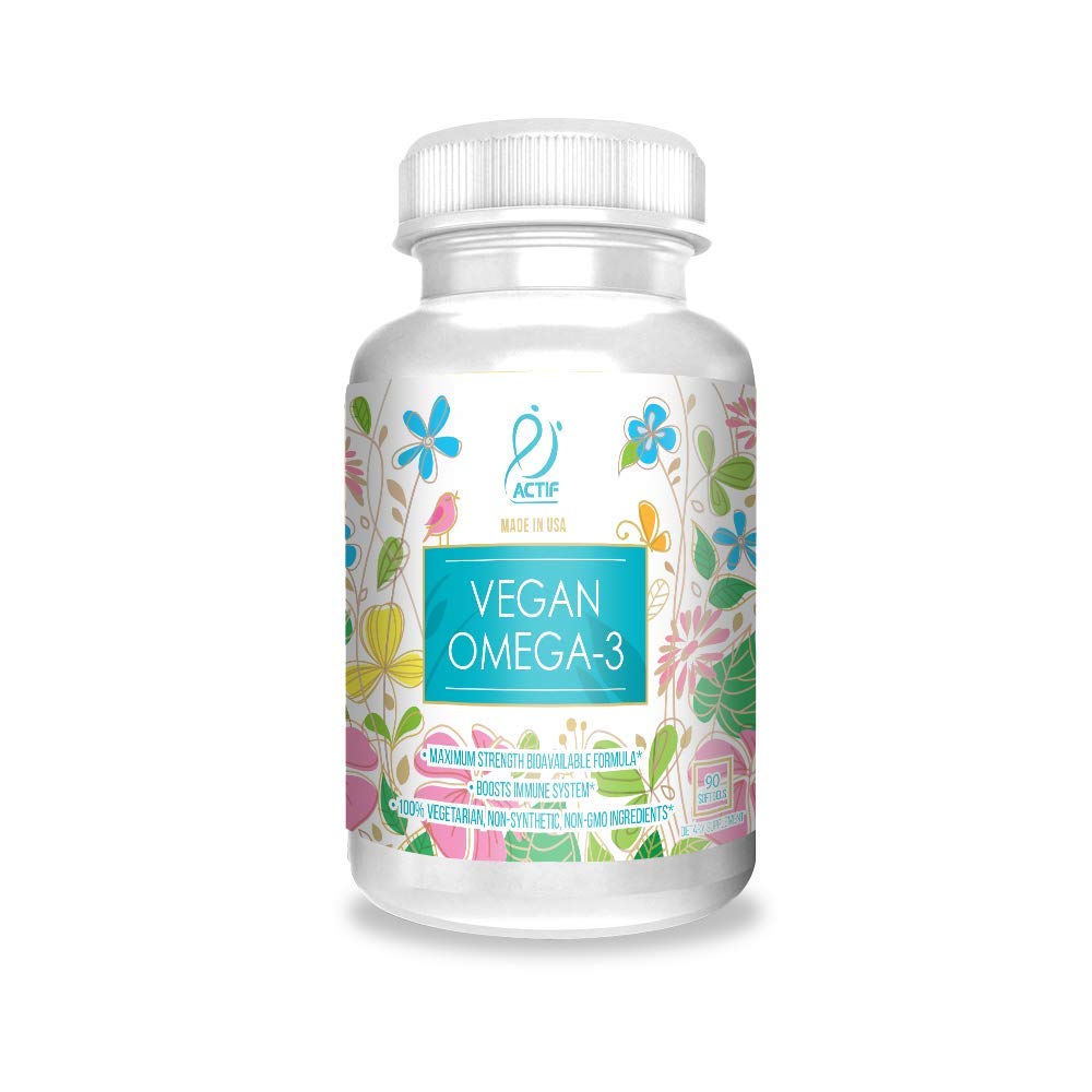 ACTIF Vegan Omega-3 High Strength Algae Oil Gummy, 90 Count