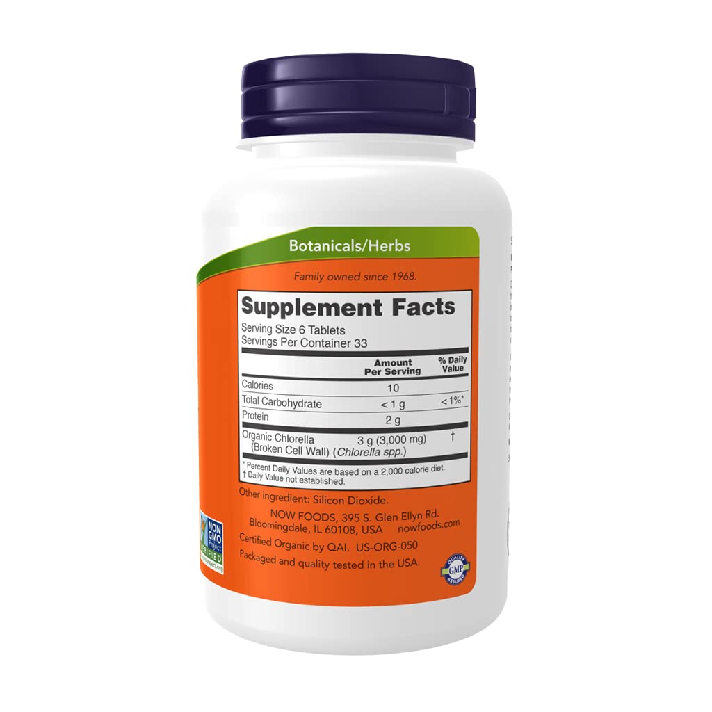 NOW Foods Organic Chlorella Tablets, 500 mg, 200 Tablets