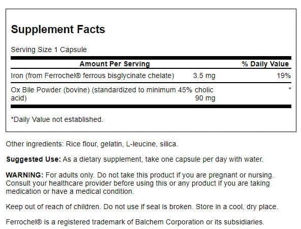 Swanson Premium Brand Ox Bile Standardized 90 mg, 120 Capsules