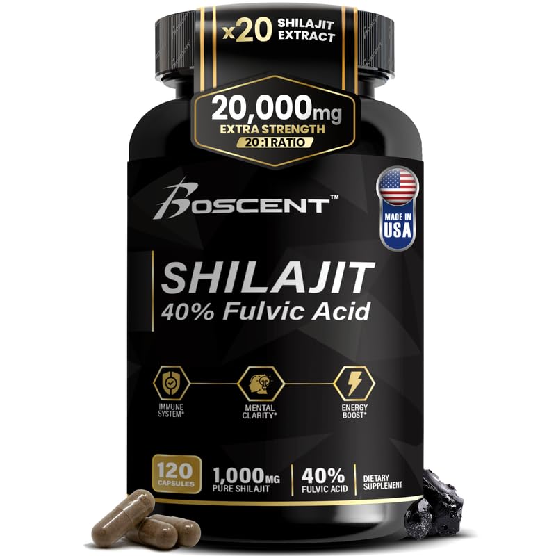 BOSCENT Shilajit Capsules 20,000mg, 120 Vegan Capsules