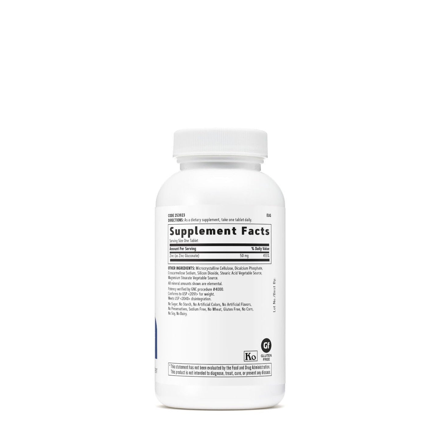 GNC Zinc 50mg Supplement Tablets, 250 Count