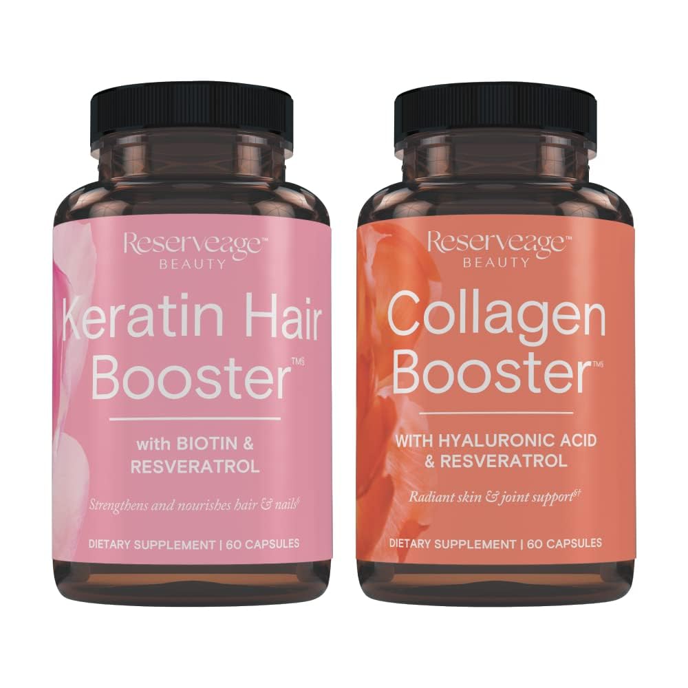 Reserveage Nutrition Ultra Collagen Booster & Keratin Hair Booster Capsules, 120 Count