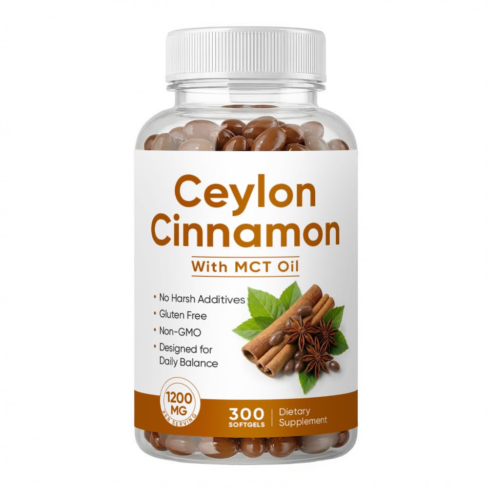 NUDENTA Ceylon Cinnamon Supplement with MCT Oil 1200mg Per Serving Softgels 300 Count