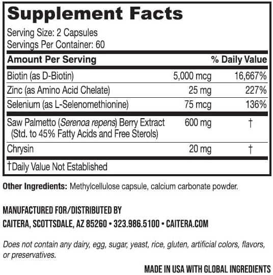 Caitera Grow & Behold Hair Supplement 120 Capsules