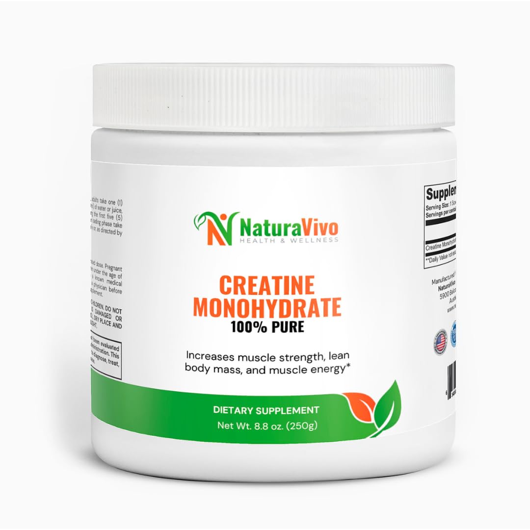 NaturaVivo Health & Wellness Creatine Monohydrate Powder 8.8 oz