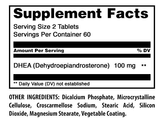 Amazing Nutrition DHEA 100 Mg per Serving Tablet, 120 Count