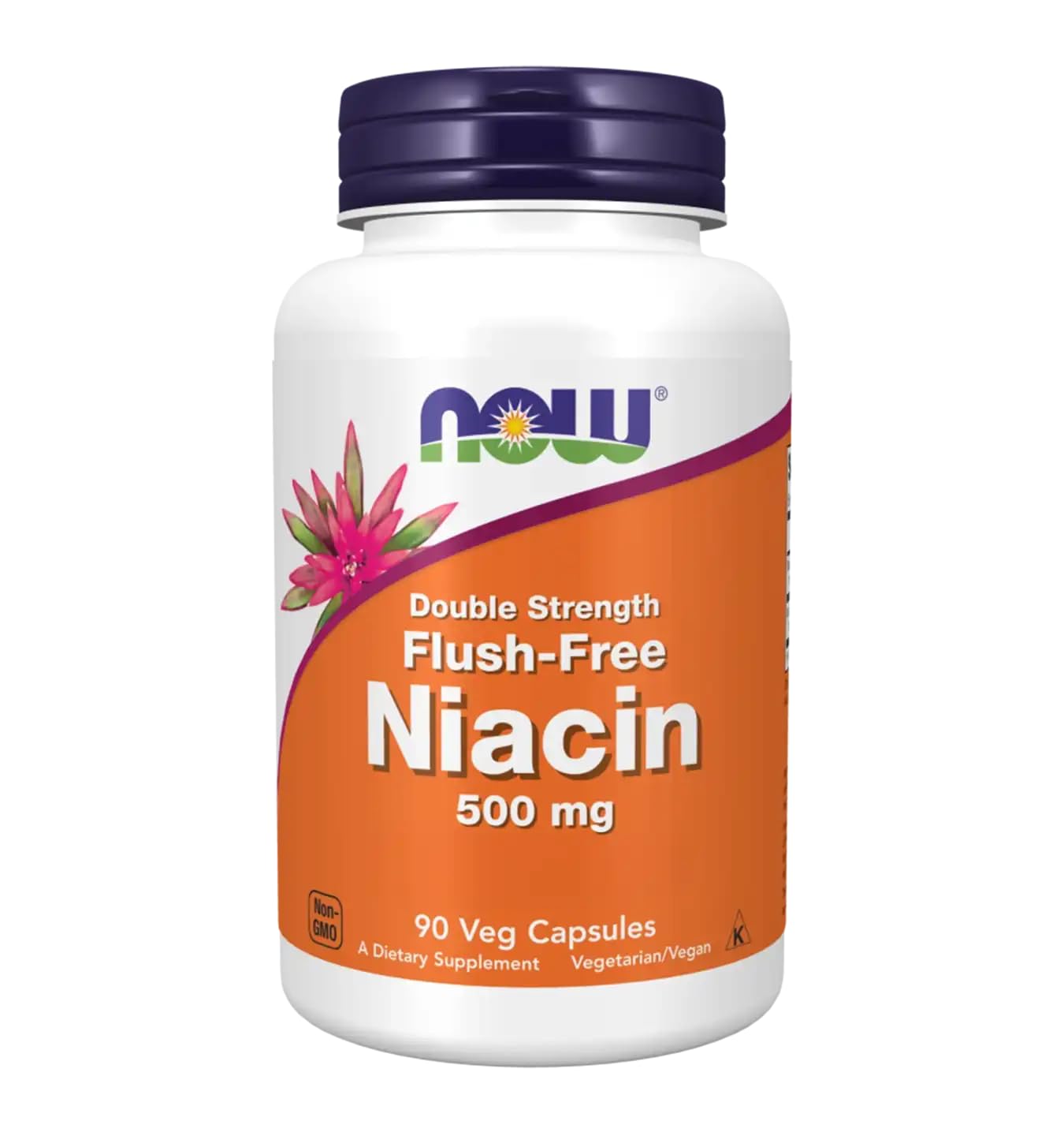 NOW Foods Niacin Flush-Free Double Strength 500 mg Capsules, 90 Count
