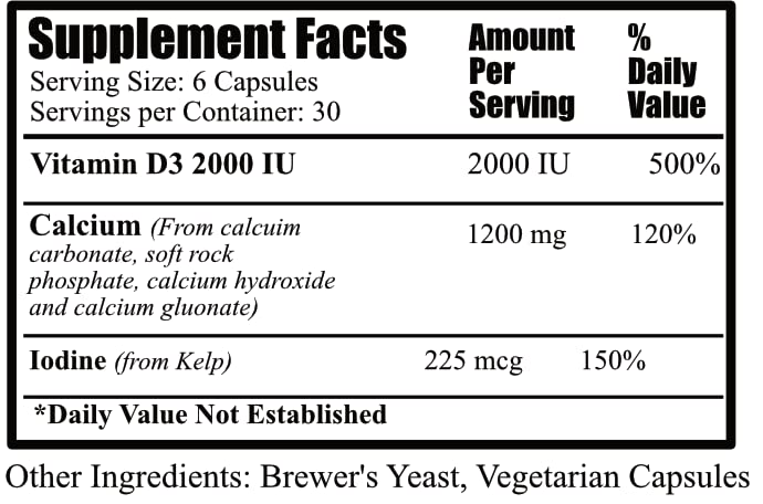 Daily Manufacturing AlkaMin Calcium, Vitamin D3, & Iodine (from Kelp) Capsule, 180 Count