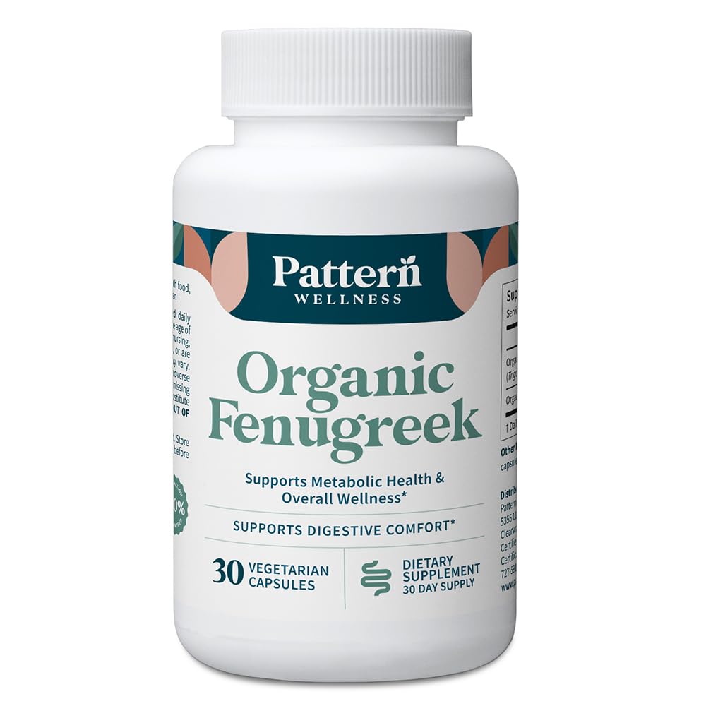 Pattern Wellness Organic Fenugreek Capsules, 30 Count