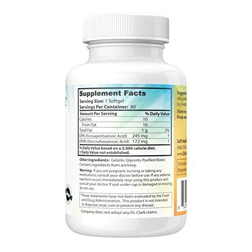 Dr Clark Store Omega-3 Icelandic Fish Oil Supplement Softgel 80 Softgels