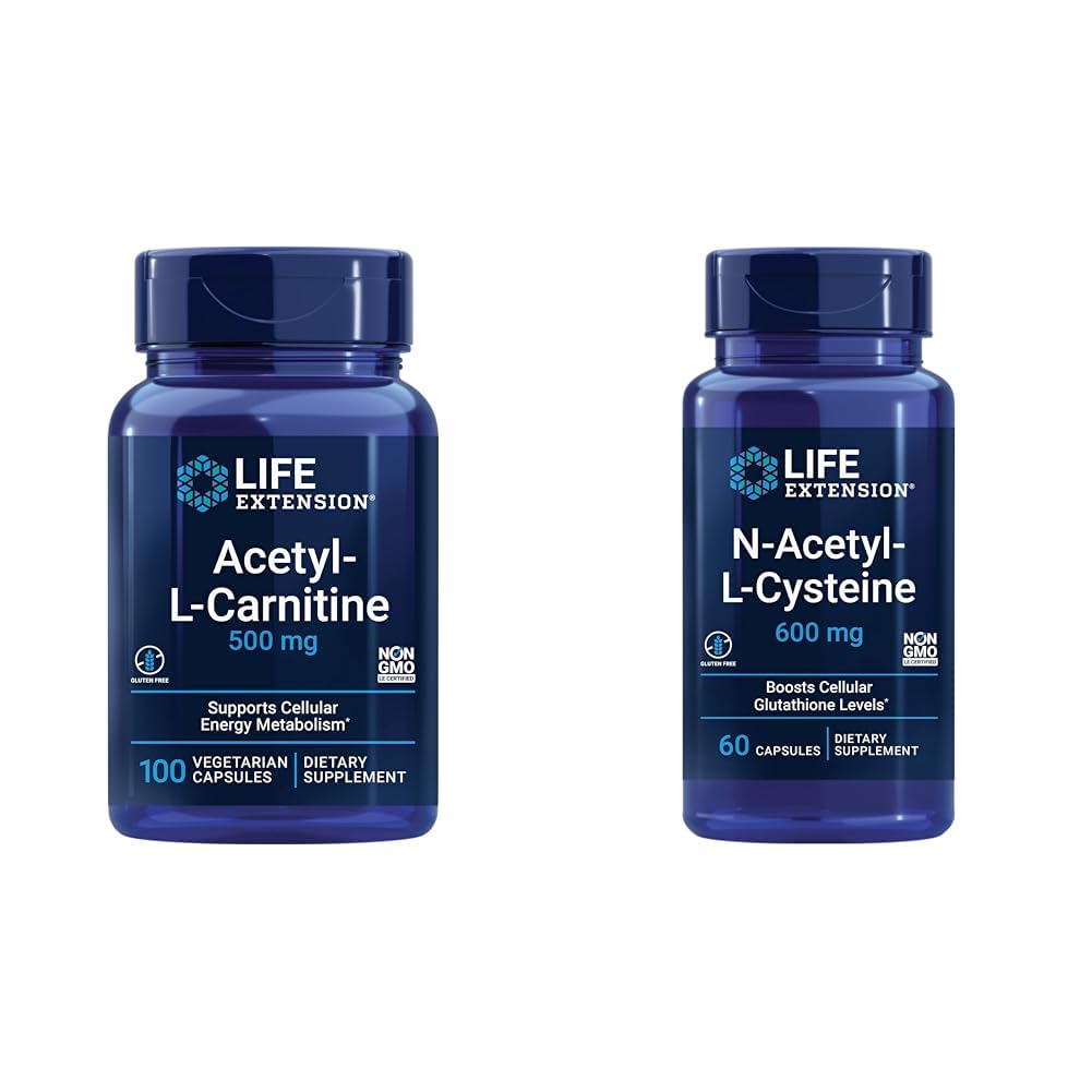 Life Extension Acetyl-L-Carnitine + N-Acetyl-L-Cysteine Capsules, 160 Capsules