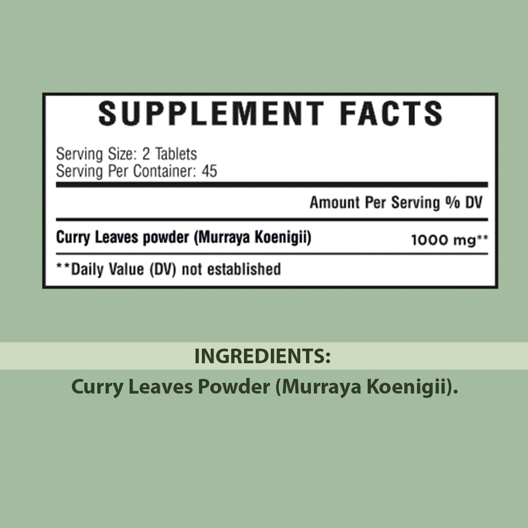 minature Curry Leaves Tablet (Murraya koenigii) 90 Tablets