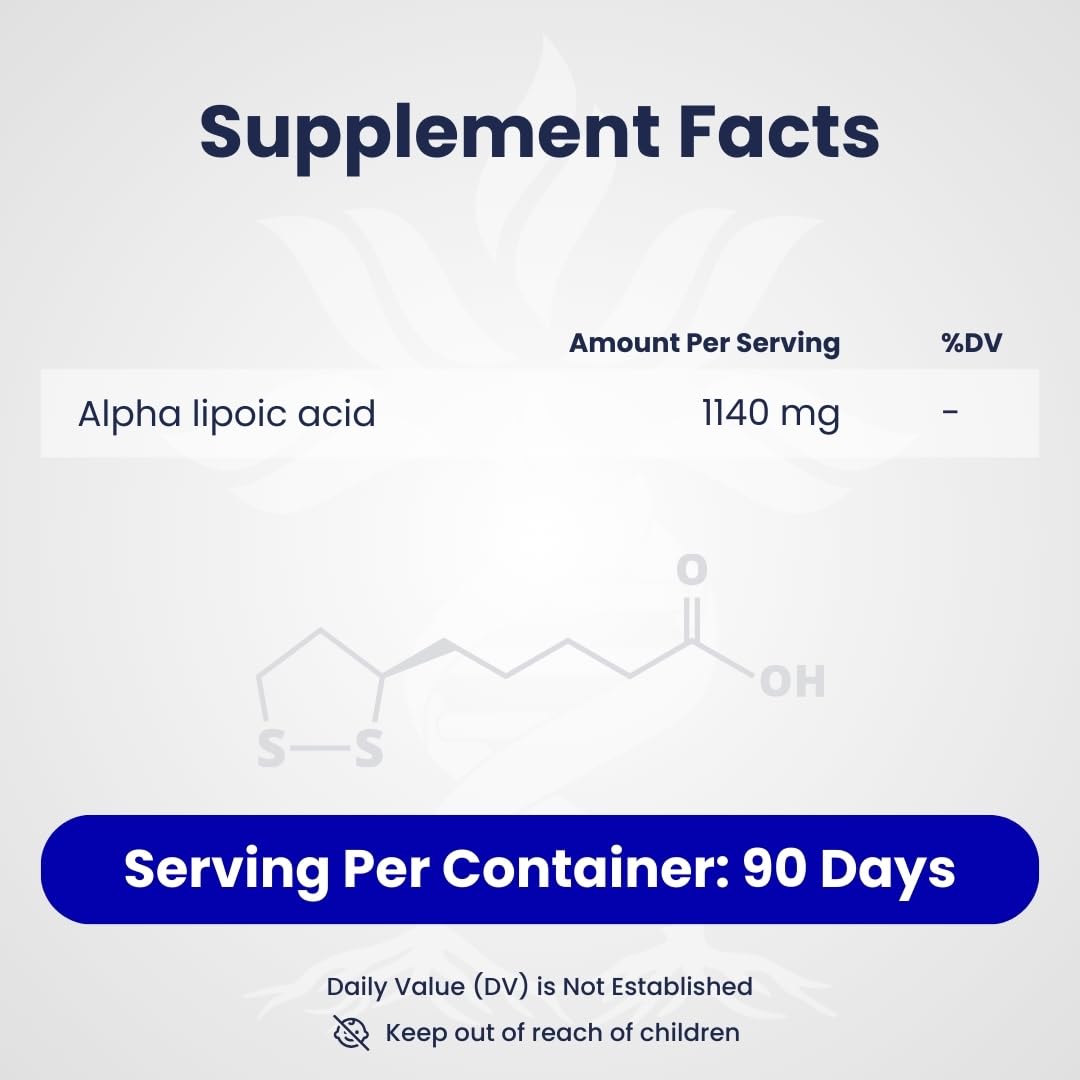 AZ BIOTECH Alpha Lipoic Acid 570 mg Capsules, 180 Count