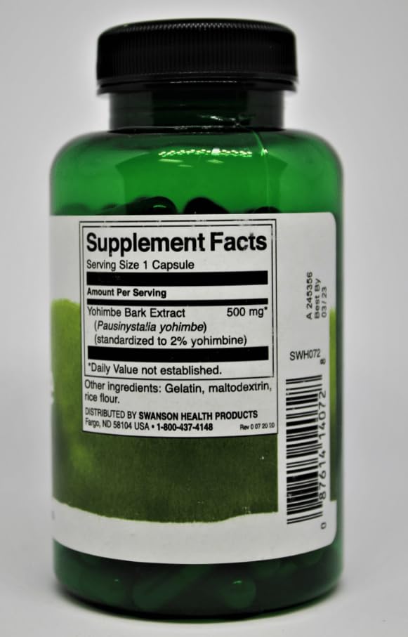 Swanson Yohimbe Standardized Male Energy 500 mg Capsules 120