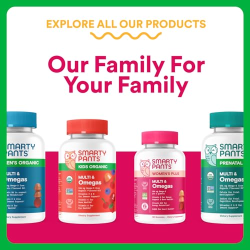 SmartyPants Organic Women's Multivitamin Gummies: Biotin, Methylfolate, Omega 3 (ALA), Vitamin D3, C, Vitamin B12, B6, A, K & Zinc, Inositol, Gluten Free, Vegetarian, 120 Count (30 Day Supply)