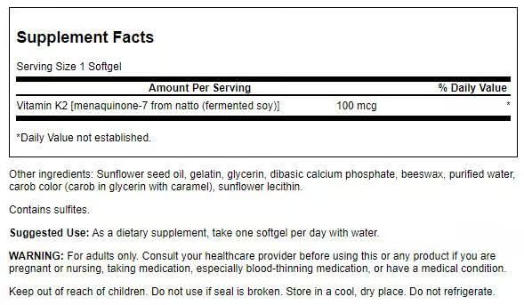Swanson Vitamin K2 (Menaquinone-7) Softgels 90 Count