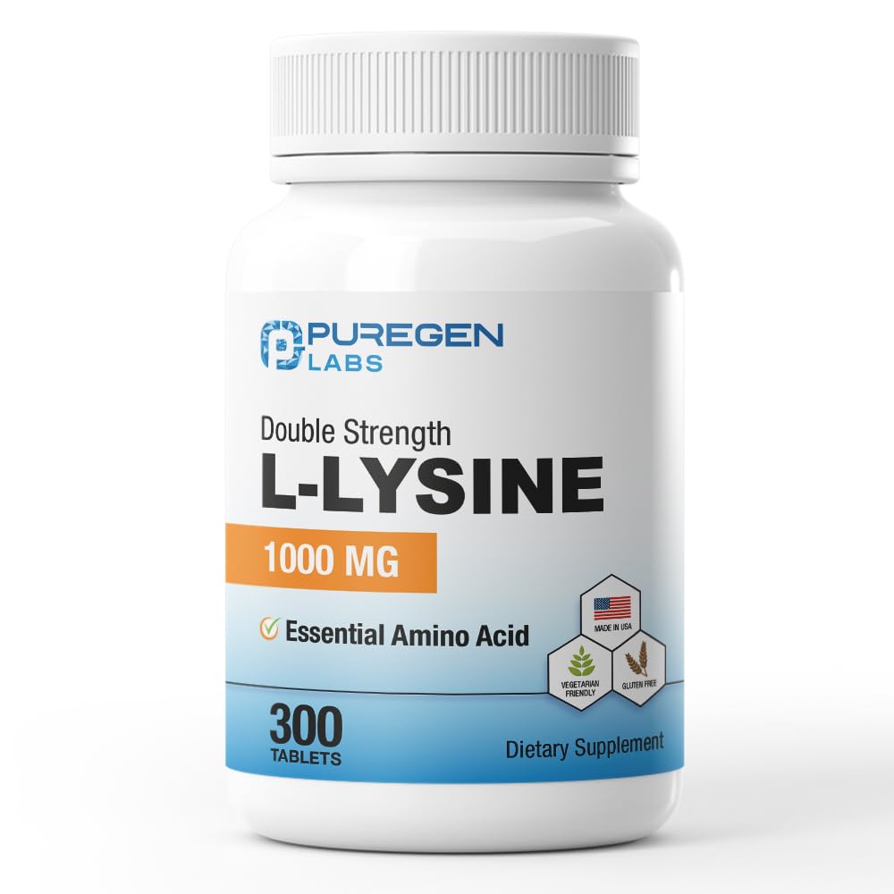 P Puregen Labs L-Lysine Extra Strength 1000 mg per Tablet, 300 Tablets