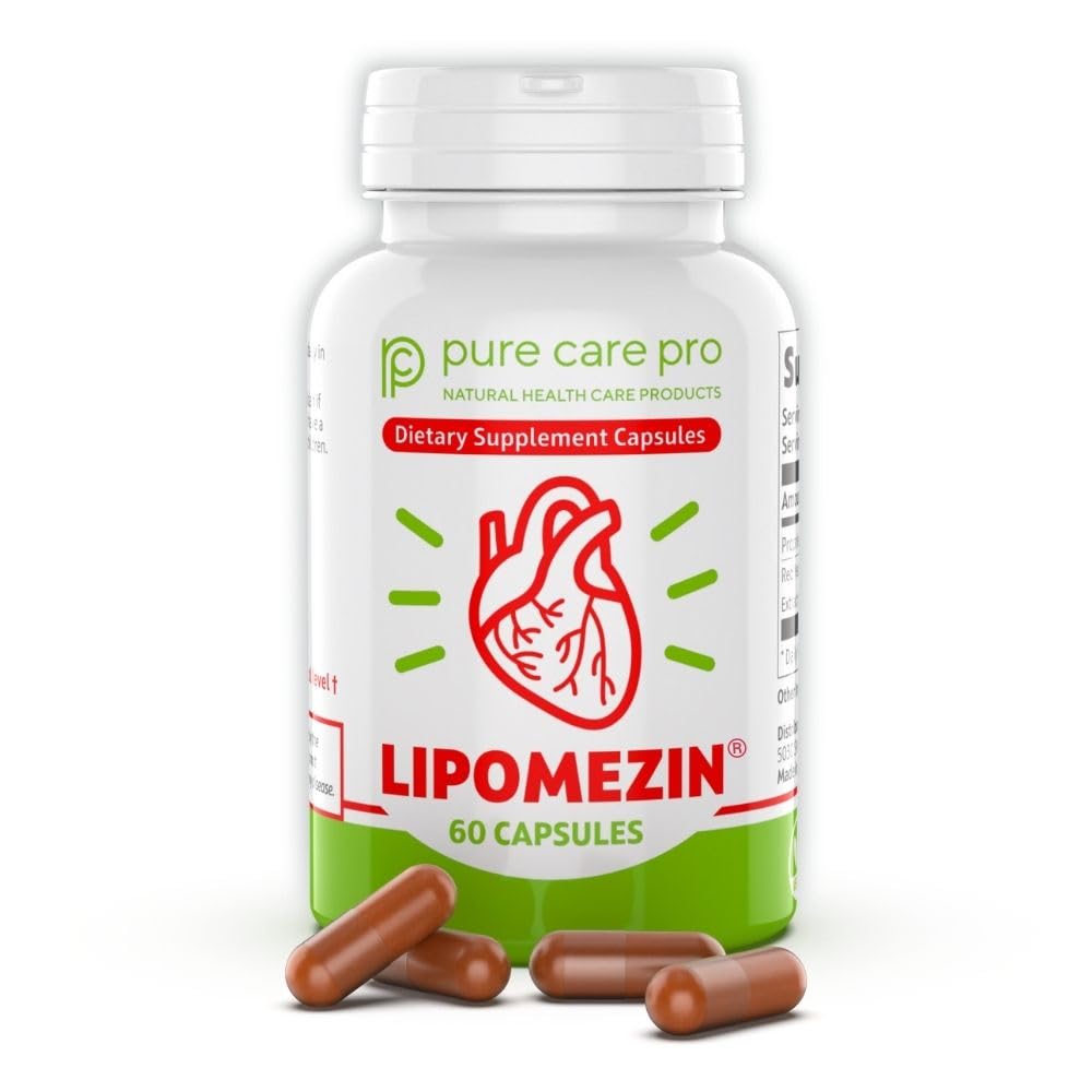 LIPOMEZIN Pure Care Pro Synergistic Cholesterol Support Blend: Red Yeast Rice, Policosanol, Grape Seed & Lespedeza, 60 Vegetarian Capsules