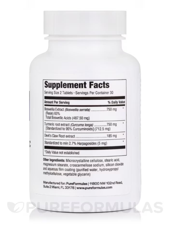 PureFormulas Boswellia Turmeric Supplements, 60 Tablets