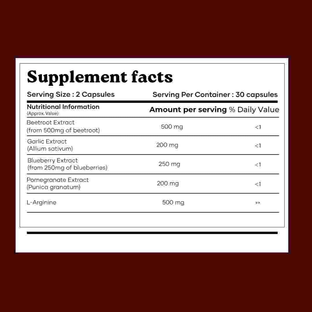 Mars by GHC Mars Beetroot Capsules with L-Arginine, Garlic, Pomegranate & Blueberry, Nitric Oxide Booster Supplement, Capsule, 1 Count