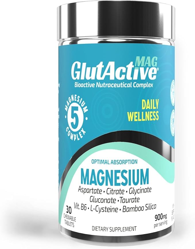 GlutActive Magnesium Glycinate, Taurate, Aspartate, Gluconate & Citrate Tablets, 750mg, 30 Count