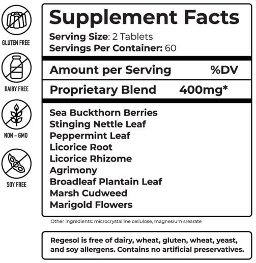 GENERIC Regesol Lung Cleanse & Detox Formula for Bronchial & Respiratory System - Breathe Easy, Leaky Gut Repair Immune Remedy - Licorice Root, Stinging Nettle Tablet 60