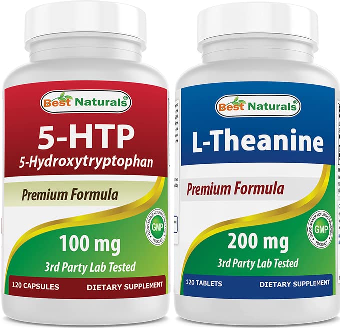 Best Naturals 5-HTP (5-hydroxytryptophan) 100 mg & L-Theanine 200 mg Capsule, Tablet 120 Count