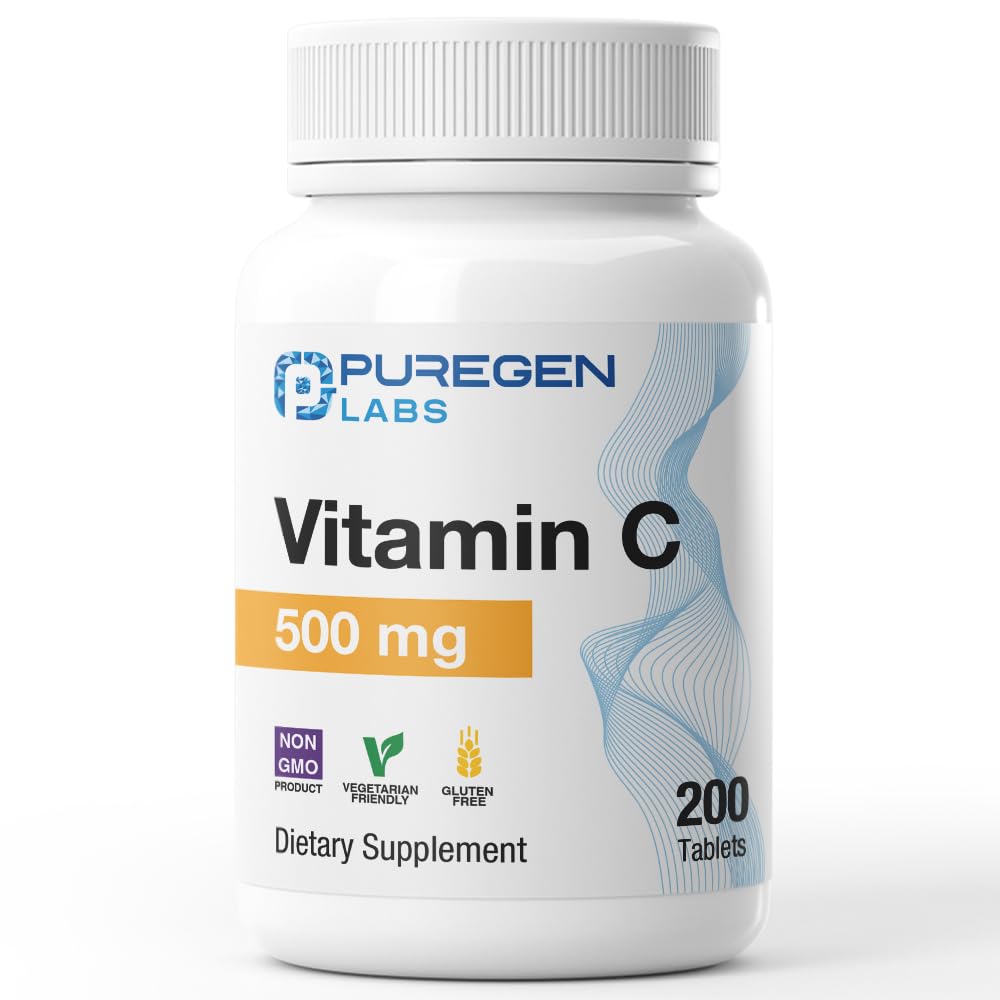 P Puregen Labs Vitamin C 500 MG Tablet, 200 Tablets