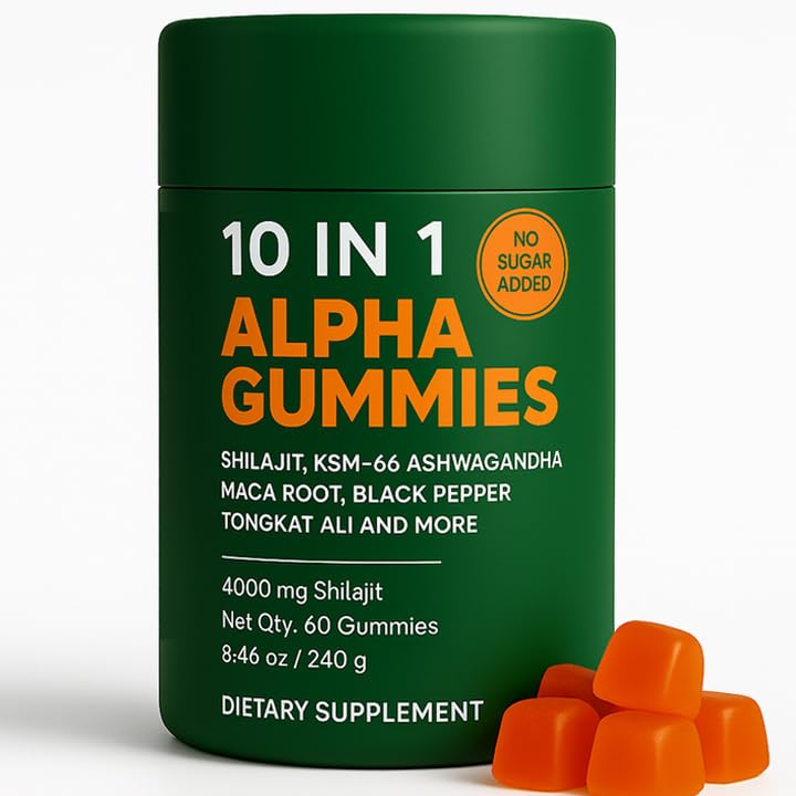 WSJAWH Alpha Shilajit Gummies 10 in 1 for Men Gummy, 60 Count