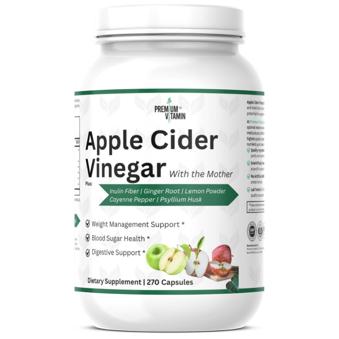 Premium Vitamin Apple Cider Vinegar Capsules 1575mg 270 Count