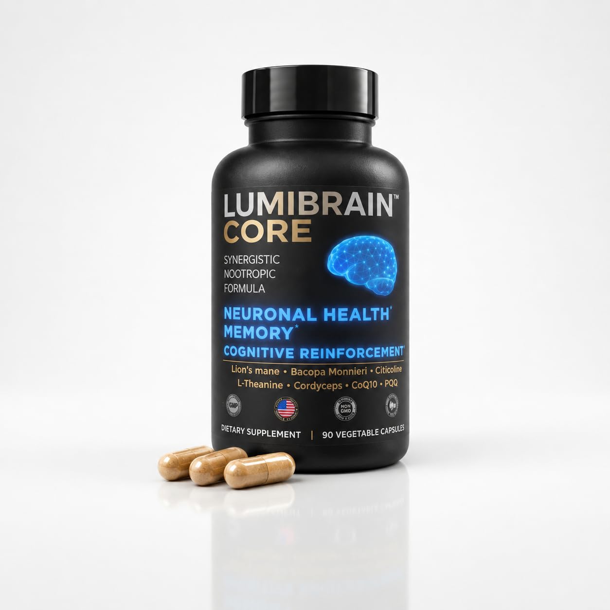 LumiBrain CORE Brain Supplement for Memory and Focus Capsules 90