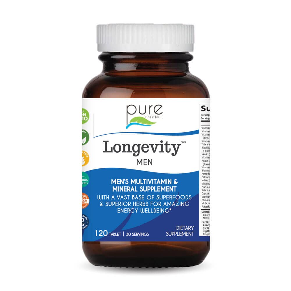 PURE ESSENCE LABS Longevity Multivitamin for Men Over 40, 120 Tablets