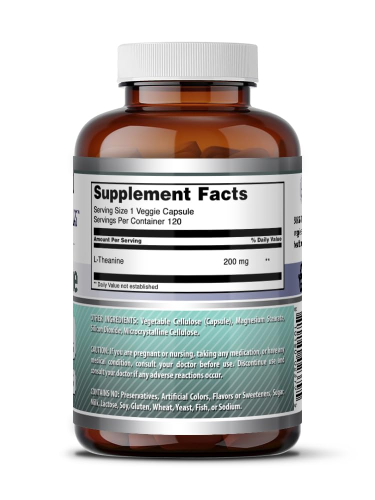 Amazing Nutrition L-Theanine Supplement 200 mg Capsule 120 Count