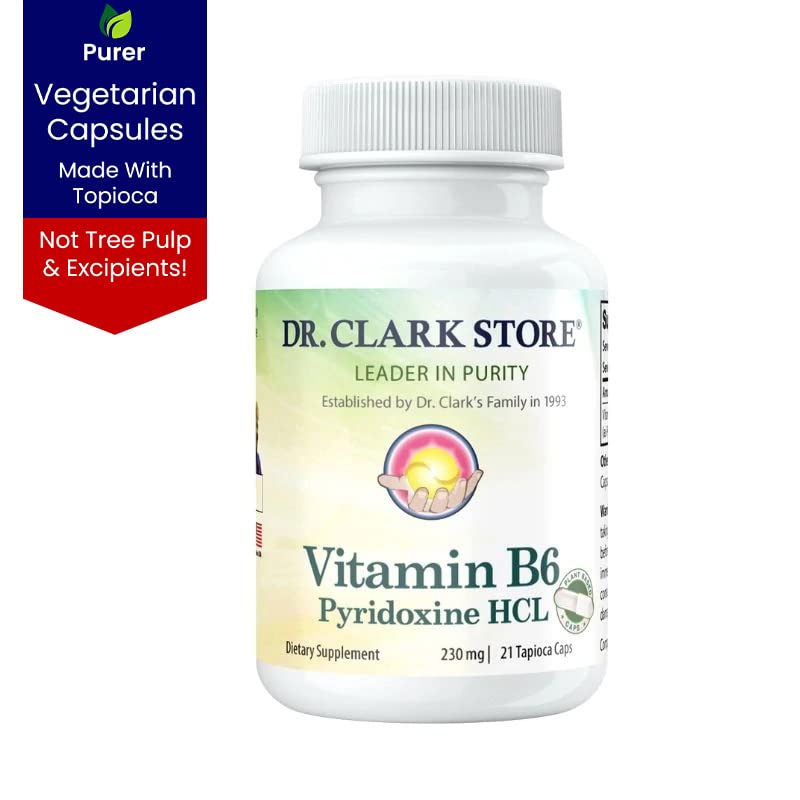 Dr Clark Store Vitamin B6 Supplement 230mg Capsules, 21 Count